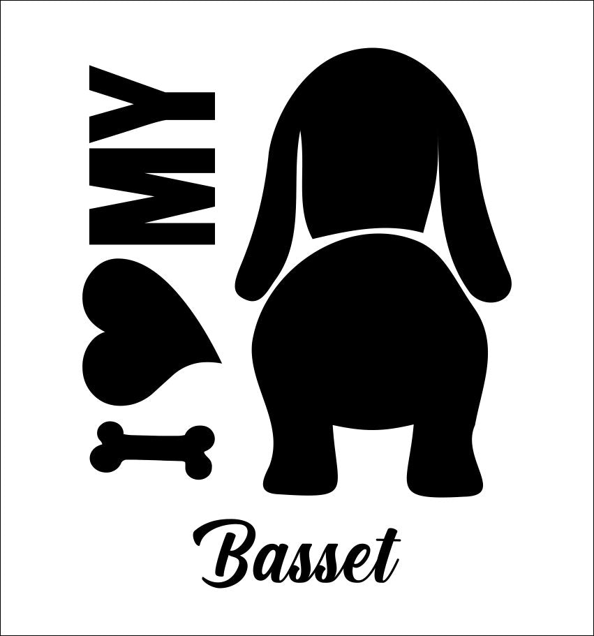 I Heart My Basset dog breed decal