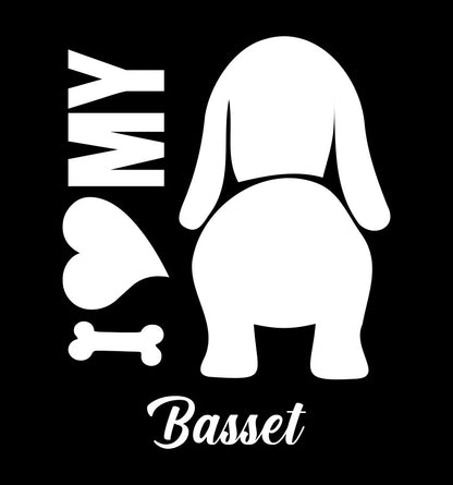 I Heart My Basset dog breed decal