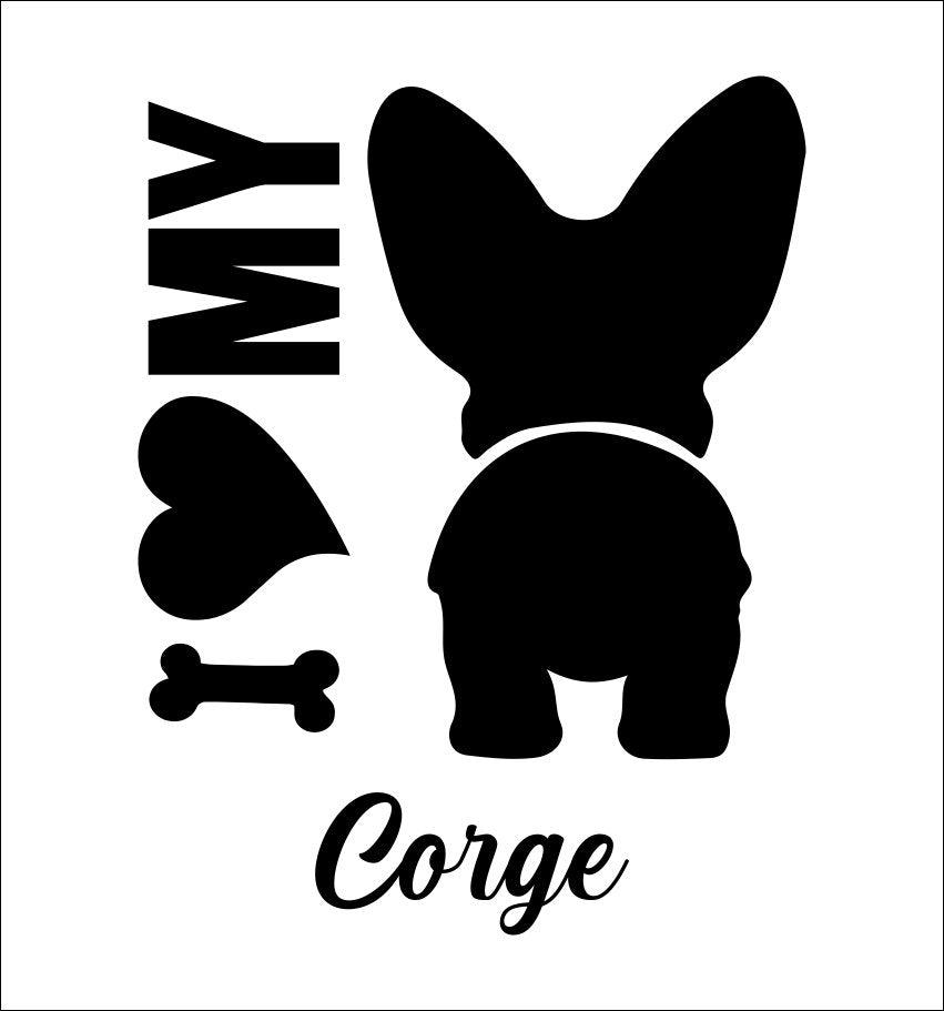 I Heart My Corge dog breed decal