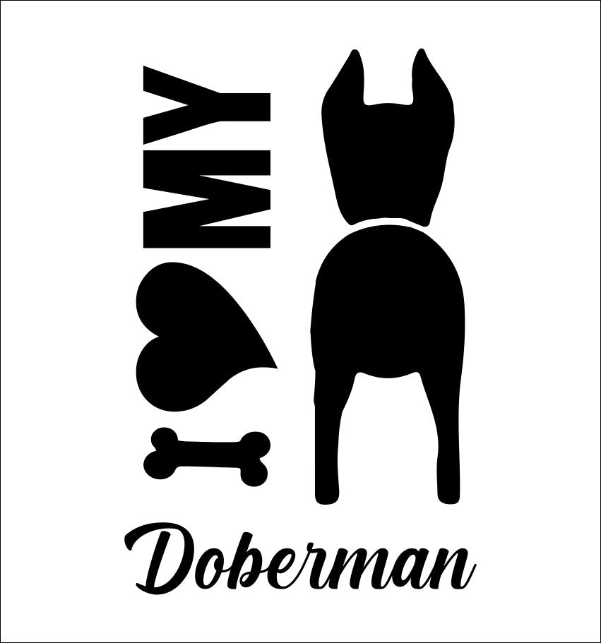 I Heart My Doberman dog breed decal