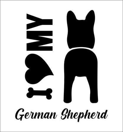 I Heart My German Shepherd dog breed decal