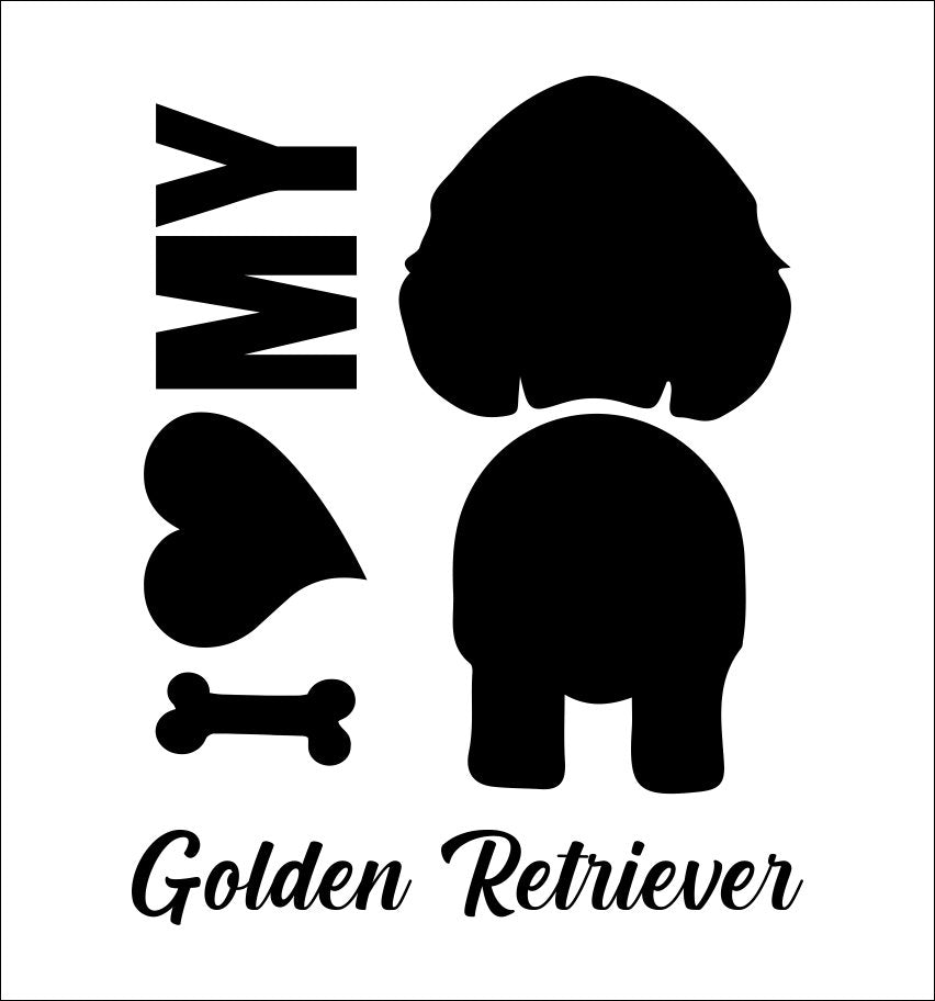 I Heart My Golden Retriever dog breed decal