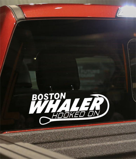 hooked on boston whaler fishing logo decal - North 49 Decals