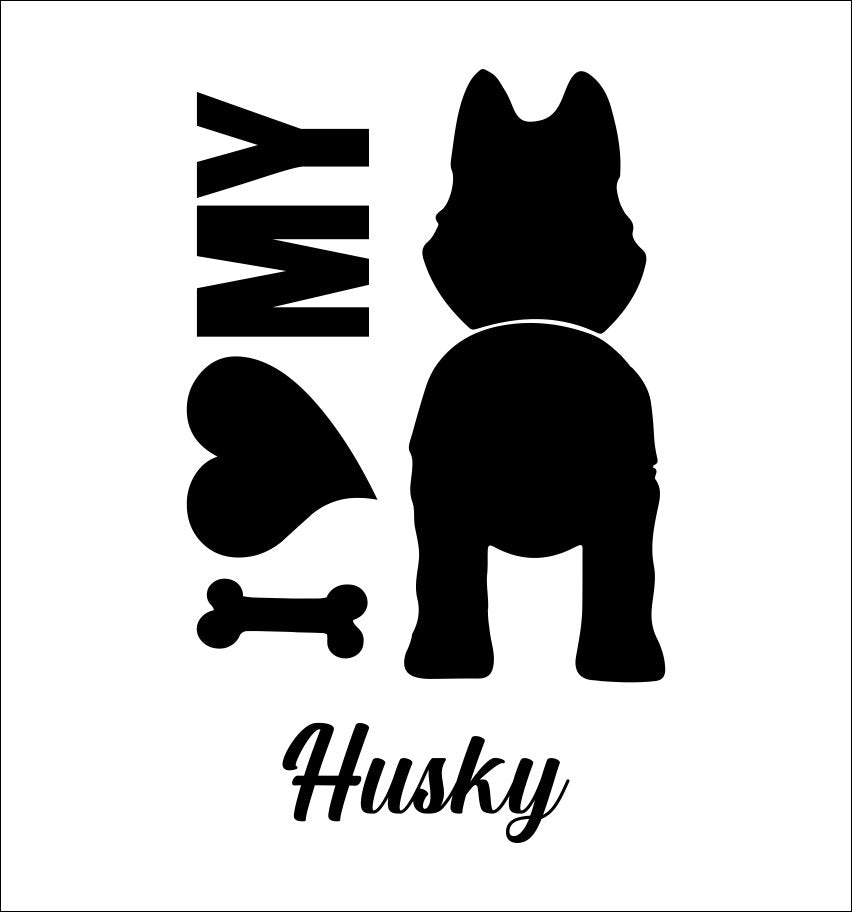 I Heart My Husky dog breed decal