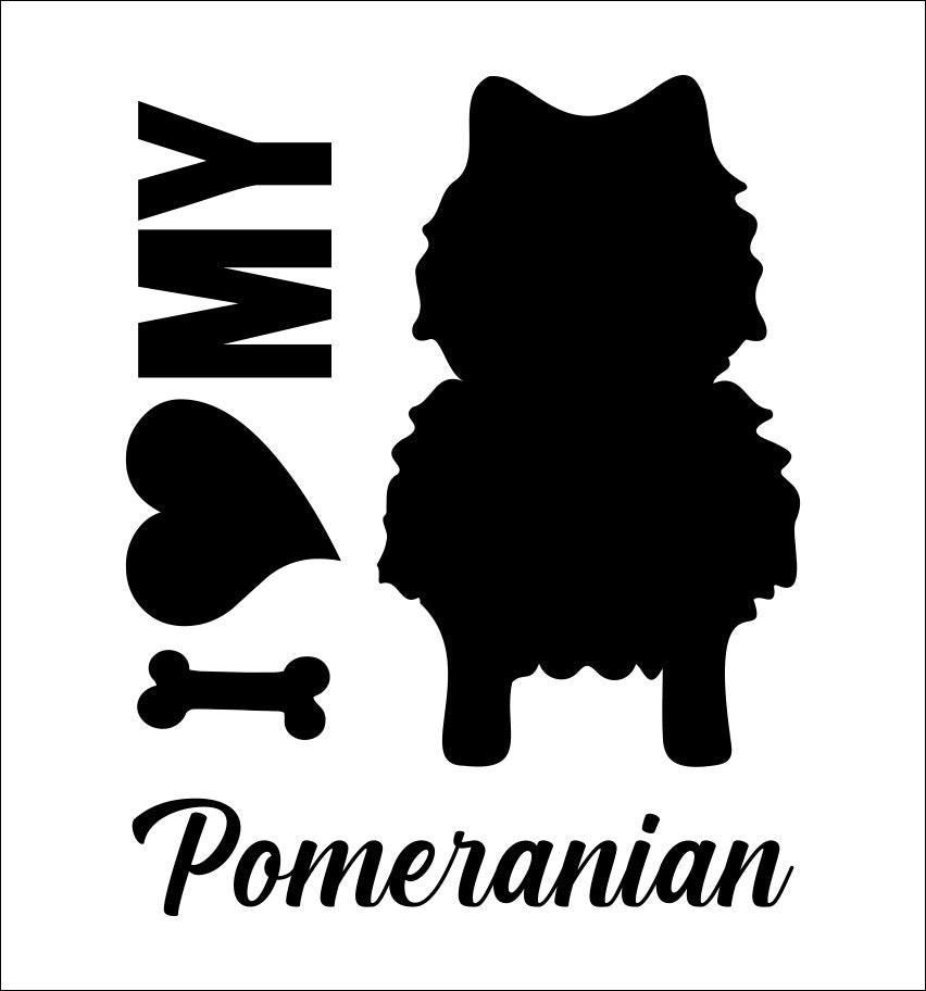 I Heart My Pomeranian dog breed decal