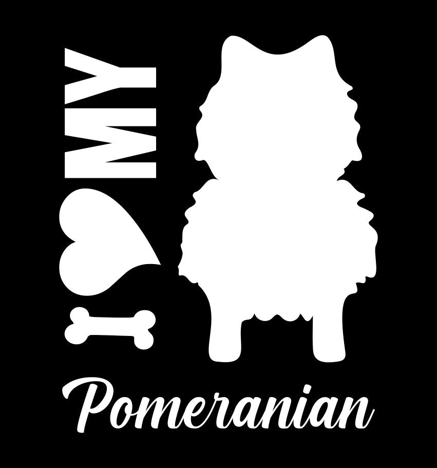 I Heart My Pomeranian dog breed decal