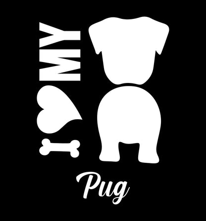 I Heart My Pug dog breed decal