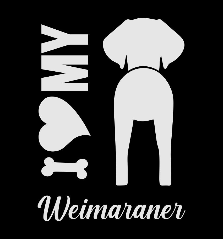 I Heart My Weimaraner dog breed decal