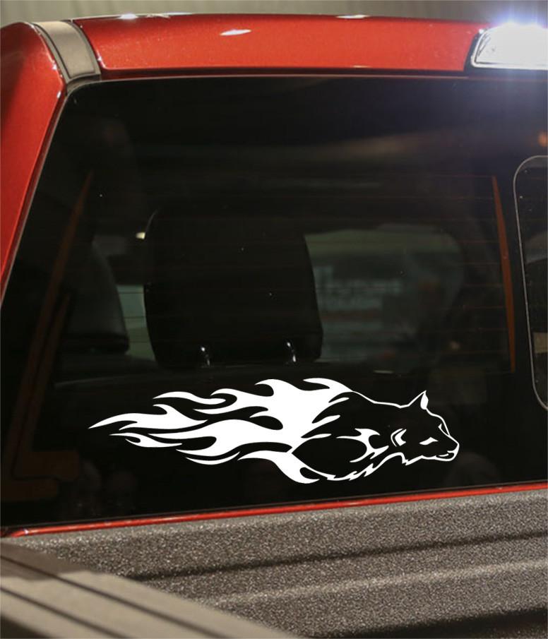 cougar 2 flaming animal decal - North 49 Decals