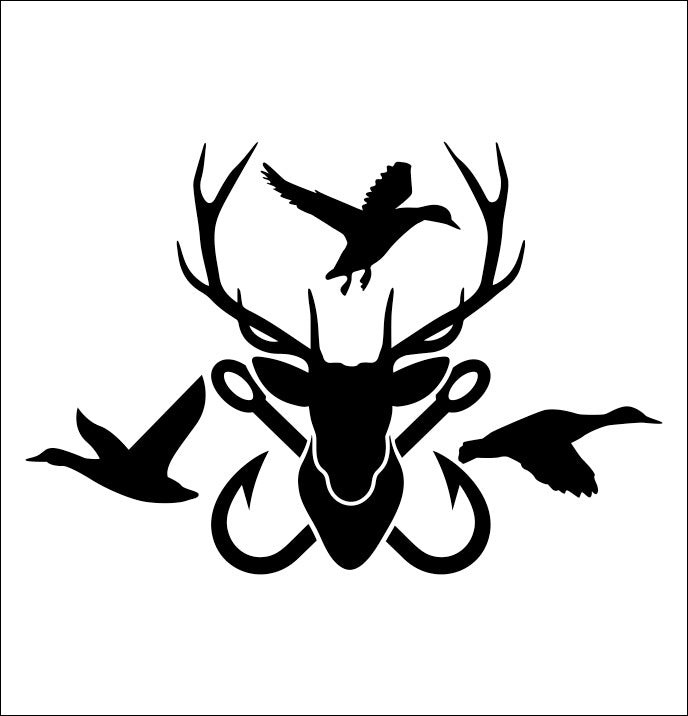 Deer, Turkey, Duck and Fishing Hook Vinyl Decal Sticker / Hunting
