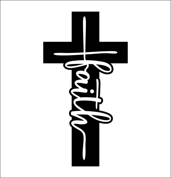 Faith in Curved Font Cross Illustration Christmas gift - Faith - Sticker