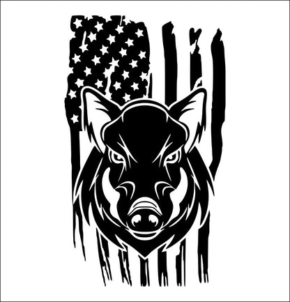 Hog US Flag hunting decal