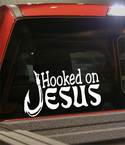 hooked on jesus religious decal - North 49 Decals