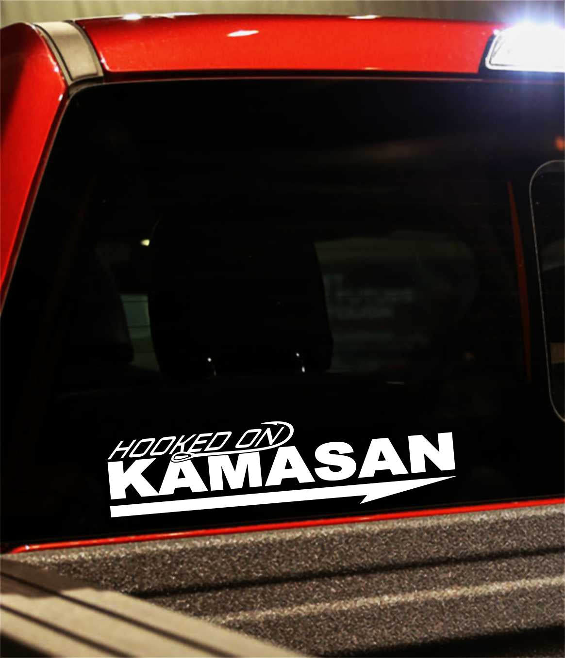 kamasan hooks decal, car decal, fishing sticker