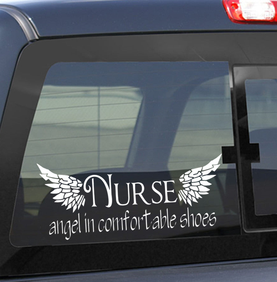 Nurse..angel in comfortable shoes nurse decal - North 49 Decals