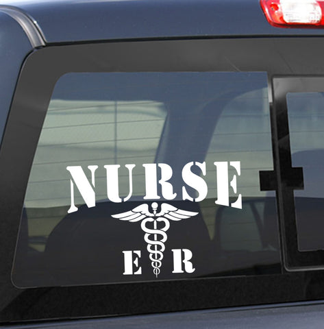Pair, REFLECTIVE Geriatric Nurse Hard Hat Stickers, Lunchbox Decals, RN  Decals, Nursing Stickers, iPad Stickers, Car Decal Bumper Stickers