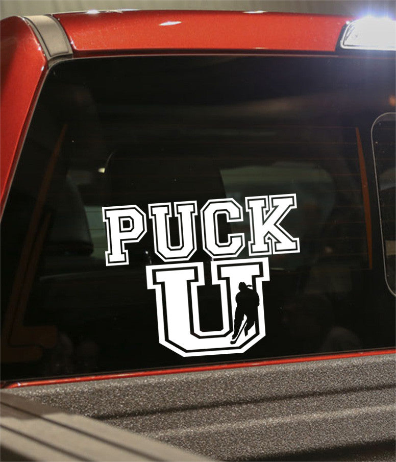 puck u girls hockey decal - North 49 Decals