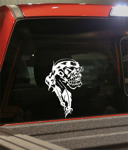 skull 5 skull biker decal - North 49 Decals