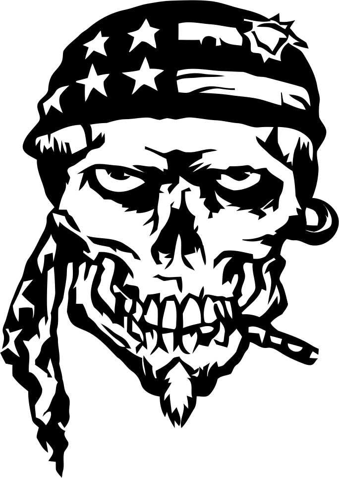 skull 6 skull biker decal - North 49 Decals