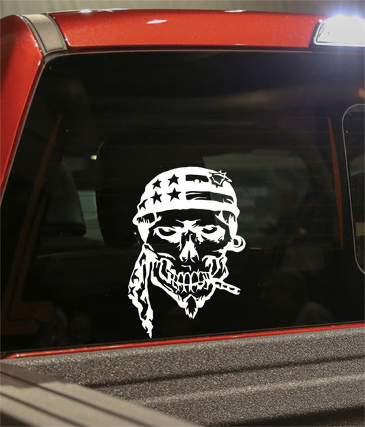 skull 6 skull biker decal - North 49 Decals