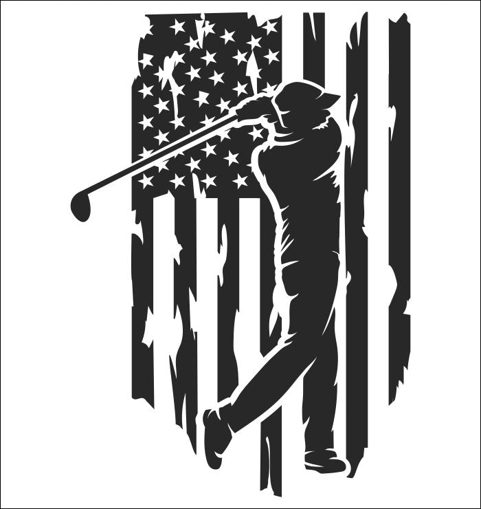 US Flag Golf decal