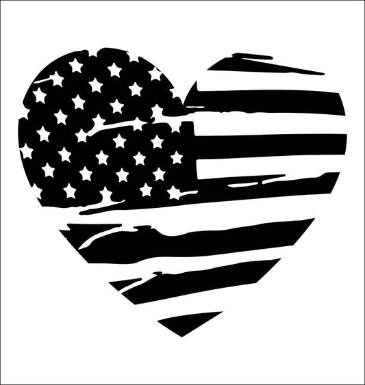 US Flag Heart decal