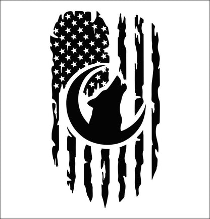 wolf us flag hunting decal