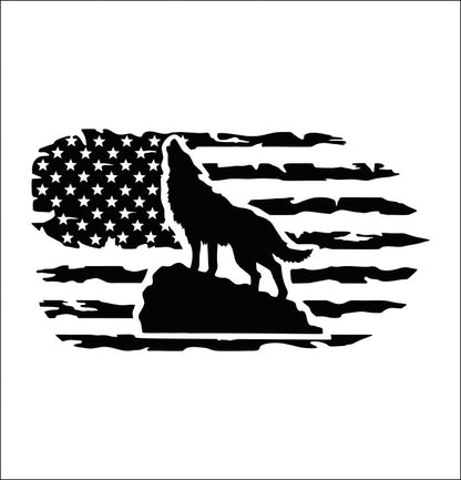 Wolf US Flag hunting decal